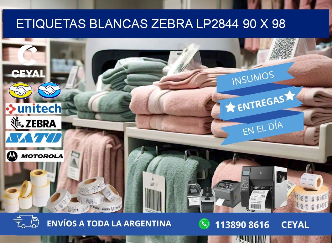 ETIQUETAS BLANCAS ZEBRA LP2844 90 x 98