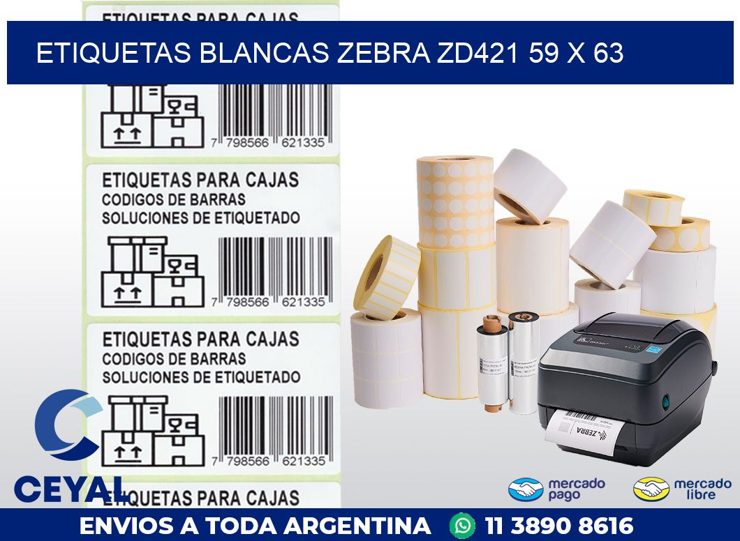 ETIQUETAS BLANCAS ZEBRA ZD421 59 x 63