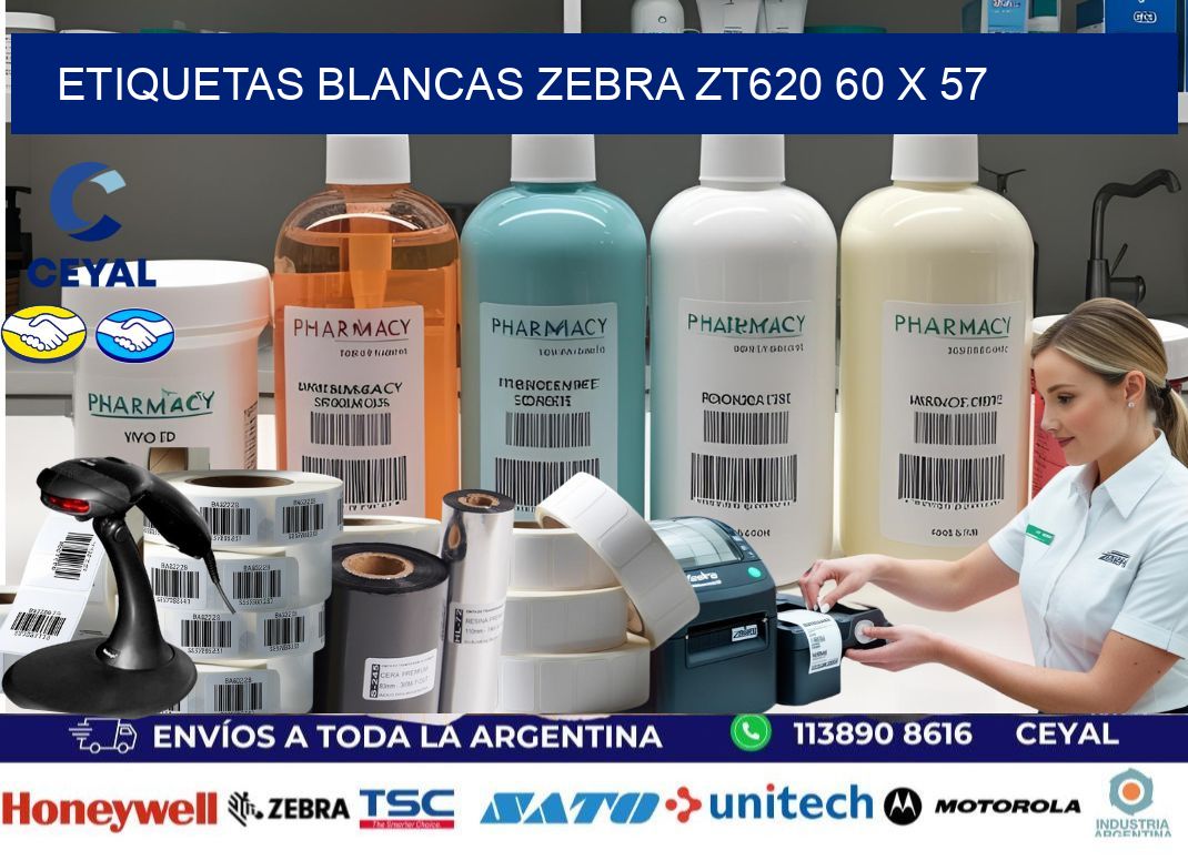 ETIQUETAS BLANCAS ZEBRA ZT620 60 x 57