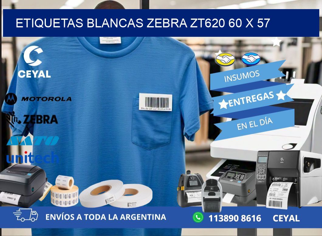 ETIQUETAS BLANCAS ZEBRA ZT620 60 x 57