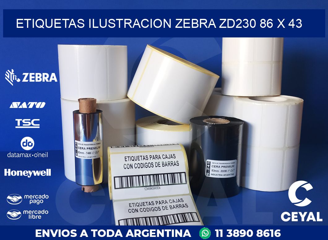 ETIQUETAS ILUSTRACION ZEBRA ZD230 86 x 43