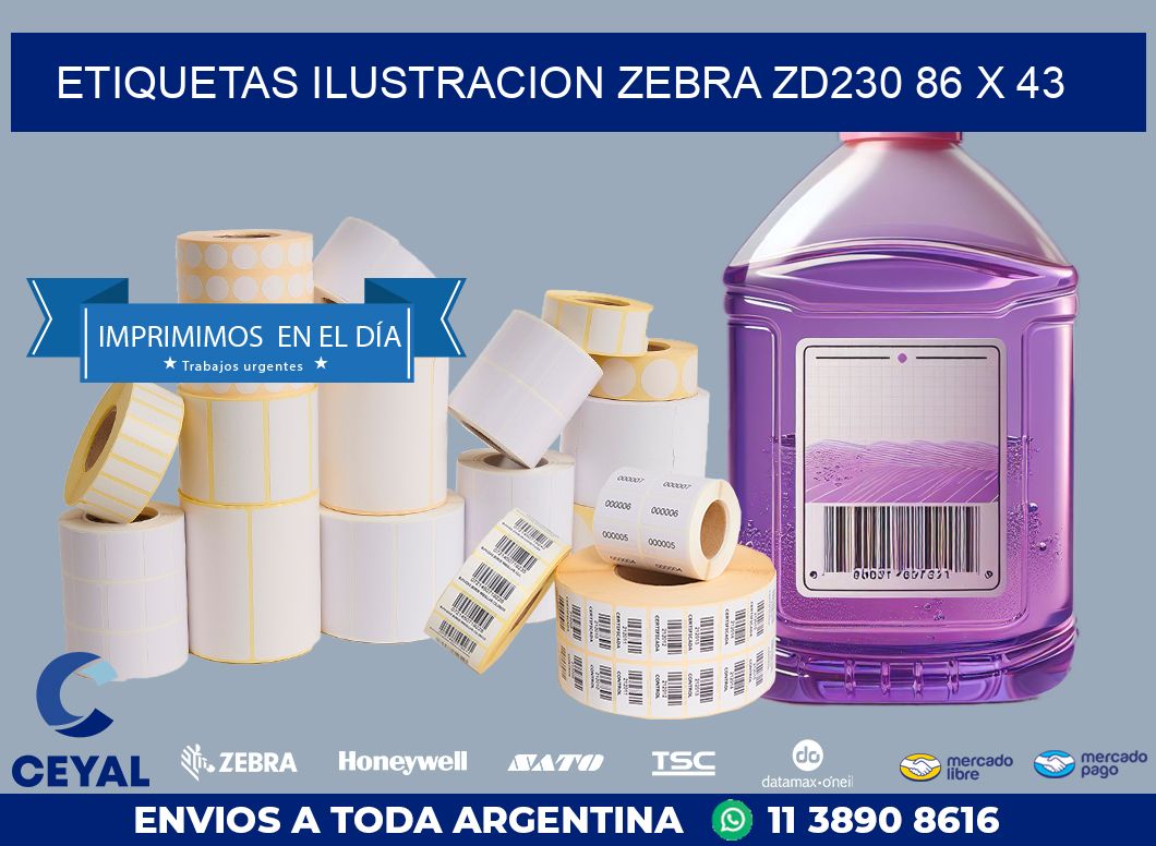 ETIQUETAS ILUSTRACION ZEBRA ZD230 86 x 43
