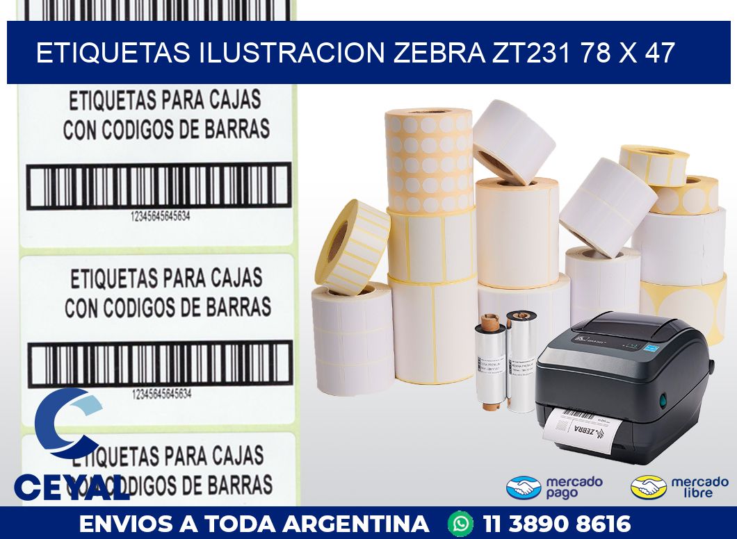 ETIQUETAS ILUSTRACION ZEBRA ZT231 78 x 47