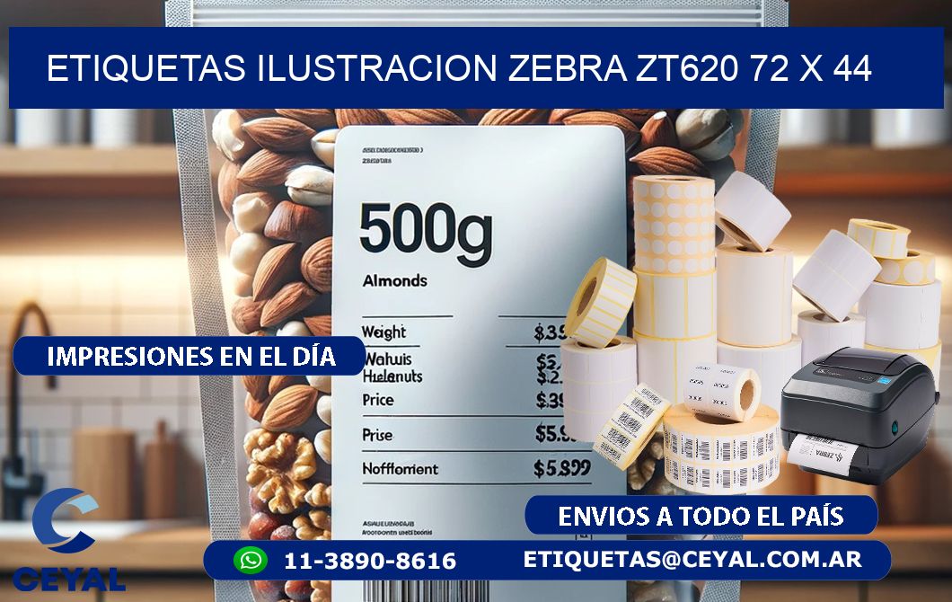 ETIQUETAS ILUSTRACION ZEBRA ZT620 72 x 44