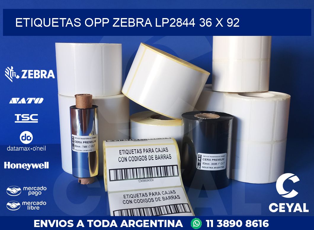 ETIQUETAS OPP ZEBRA LP2844 36 x 92