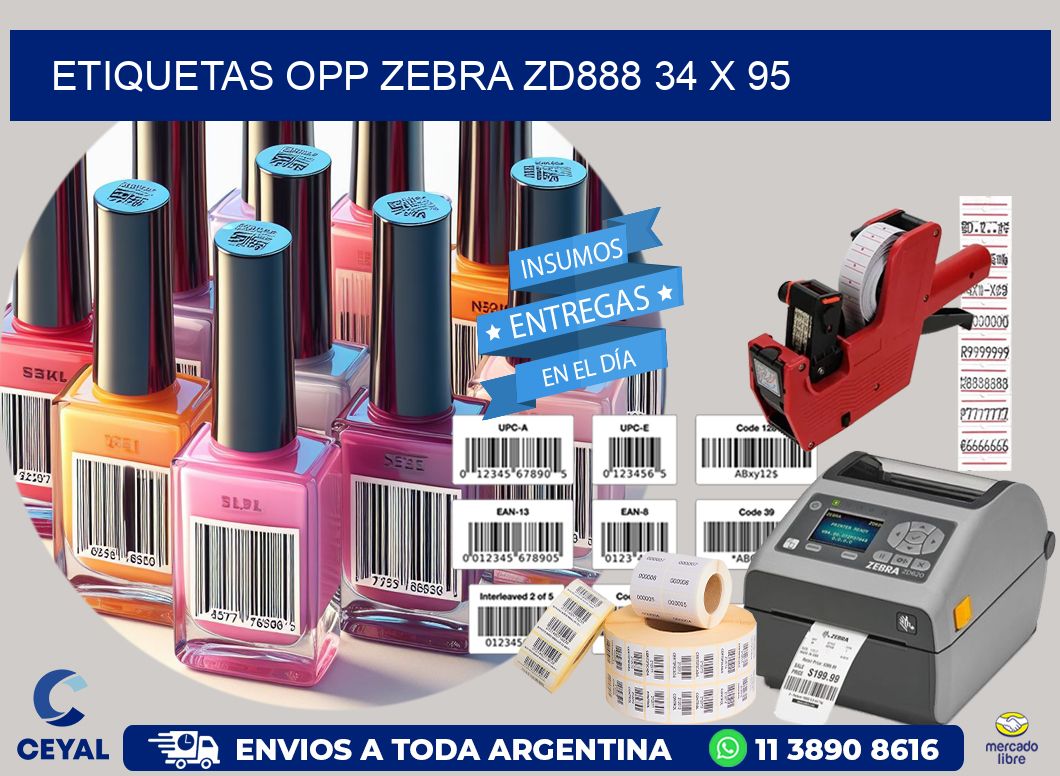 ETIQUETAS OPP ZEBRA ZD888 34 x 95