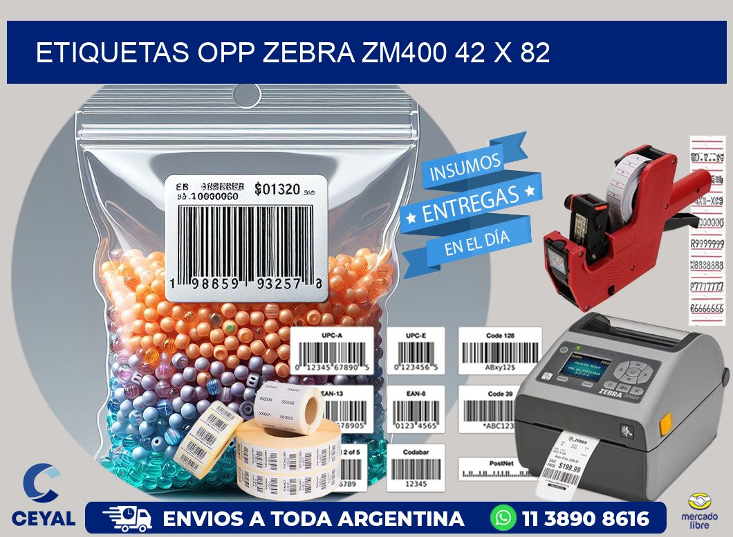ETIQUETAS OPP ZEBRA ZM400 42 x 82