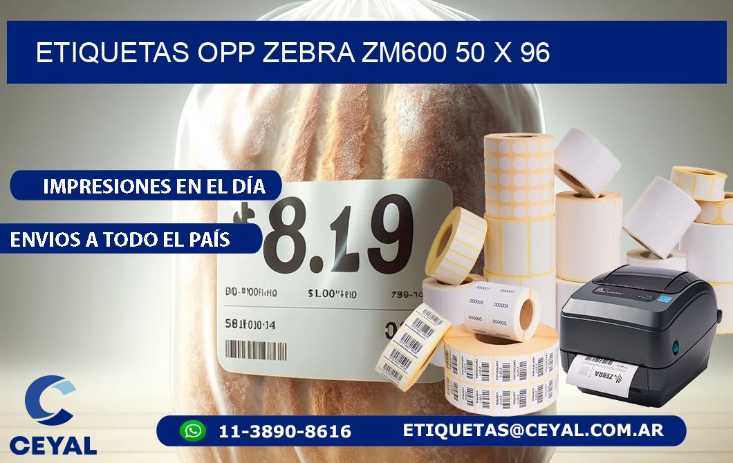 ETIQUETAS OPP ZEBRA ZM600 50 x 96