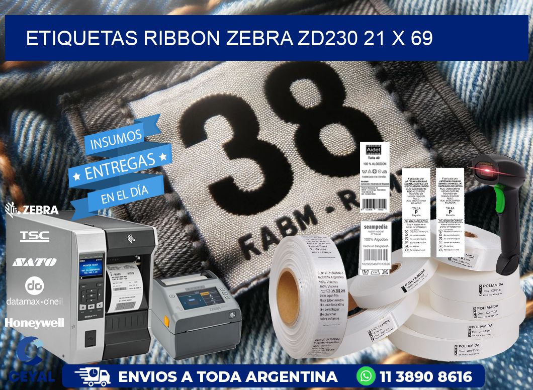 ETIQUETAS RIBBON Zebra ZD230 21 x 69