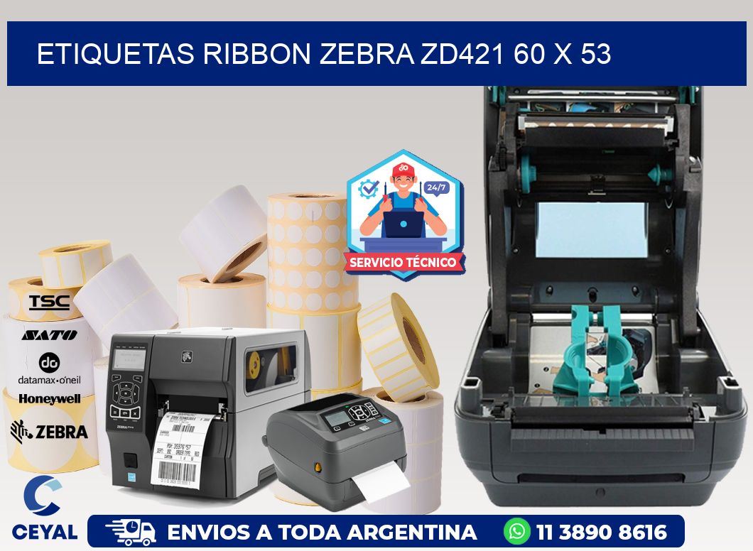 ETIQUETAS RIBBON Zebra ZD421 60 x 53