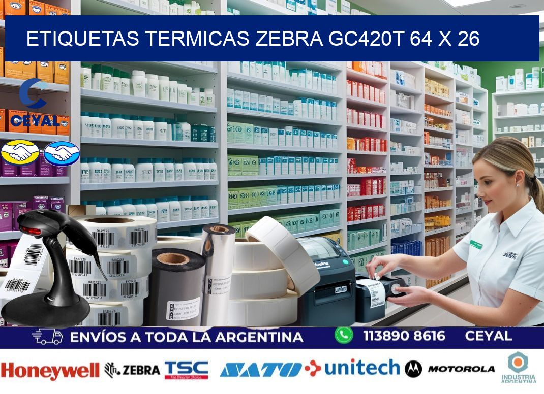 ETIQUETAS TERMICAS ZEBRA GC420T 64 x 26