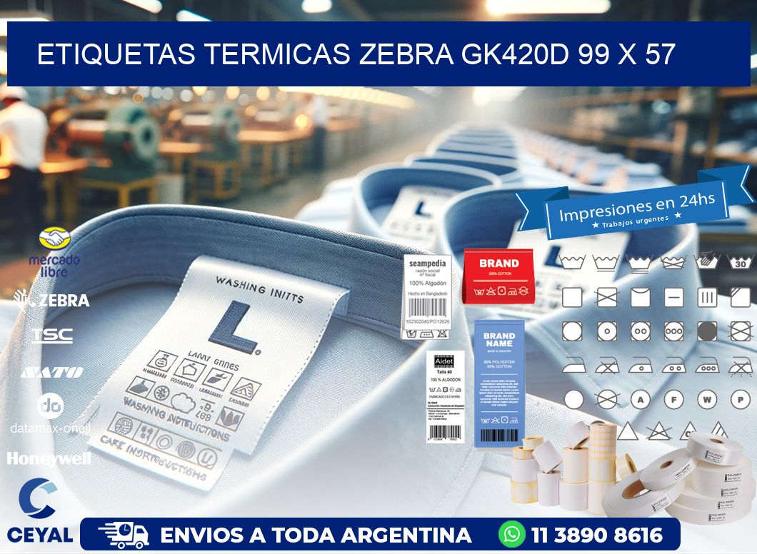 ETIQUETAS TERMICAS ZEBRA GK420D 99 x 57