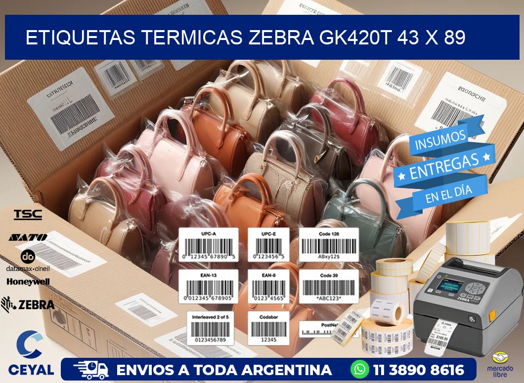 ETIQUETAS TERMICAS ZEBRA GK420T 43 x 89