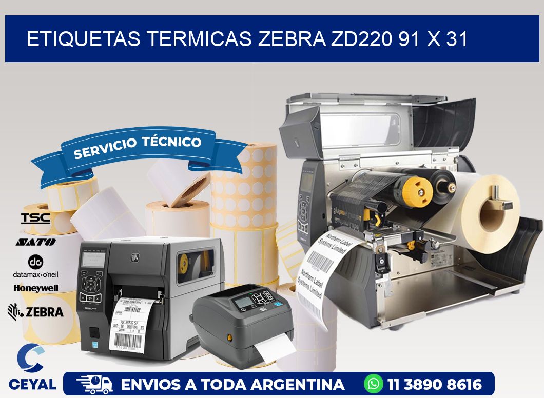 ETIQUETAS TERMICAS ZEBRA ZD220 91 x 31