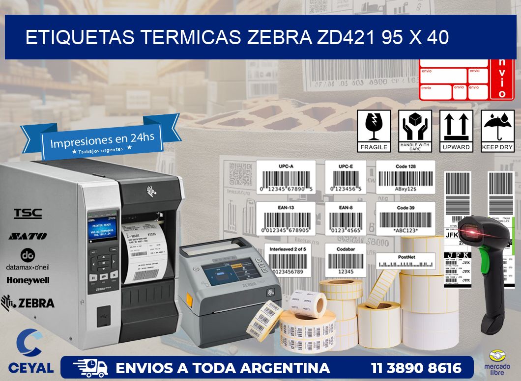 ETIQUETAS TERMICAS ZEBRA ZD421 95 x 40