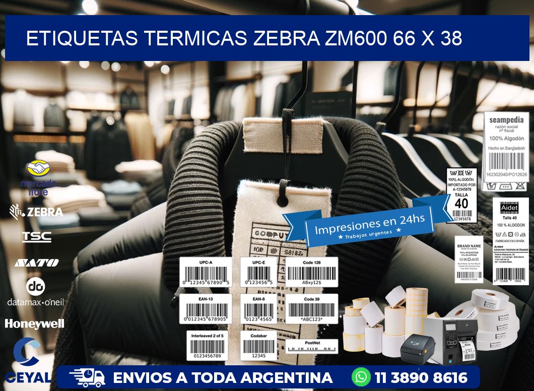 ETIQUETAS TERMICAS ZEBRA ZM600 66 x 38