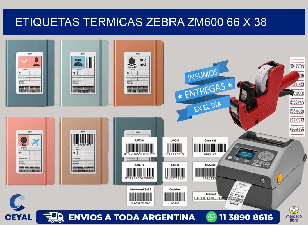 ETIQUETAS TERMICAS ZEBRA ZM600 66 x 38