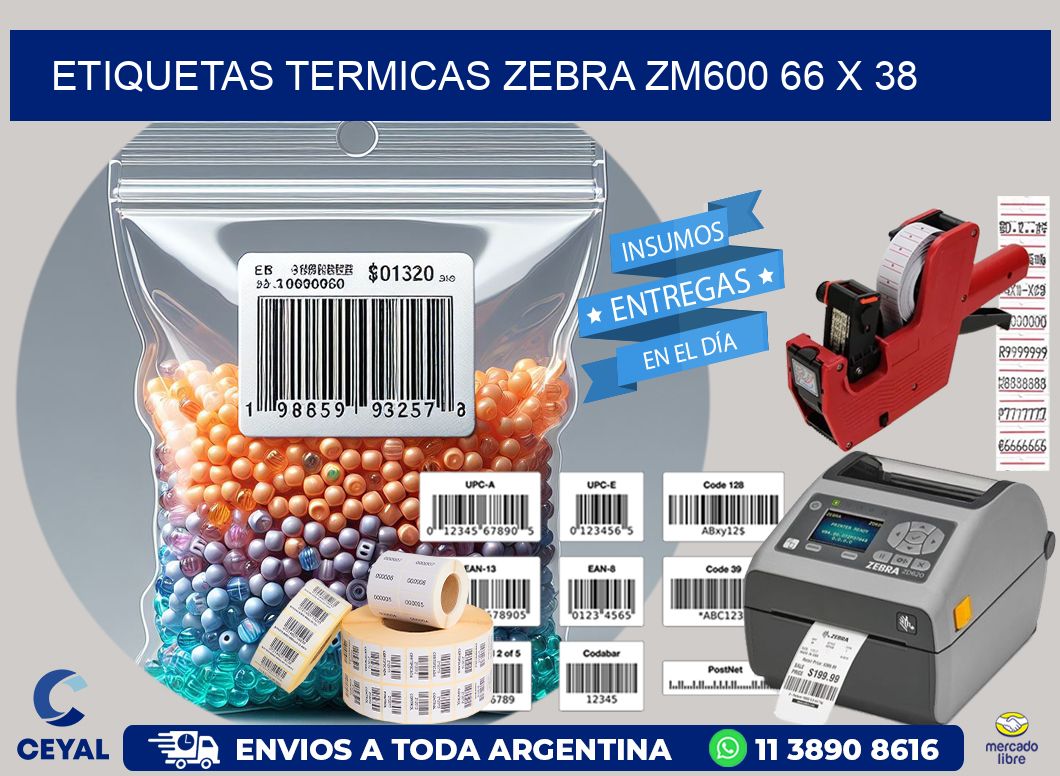 ETIQUETAS TERMICAS ZEBRA ZM600 66 x 38