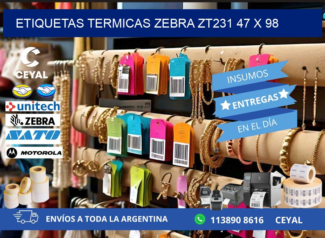 ETIQUETAS TERMICAS ZEBRA ZT231 47 x 98