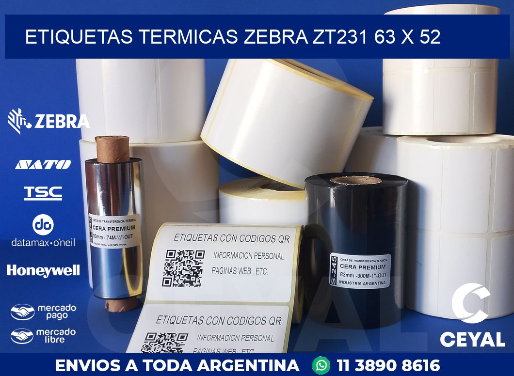ETIQUETAS TERMICAS ZEBRA ZT231 63 x 52
