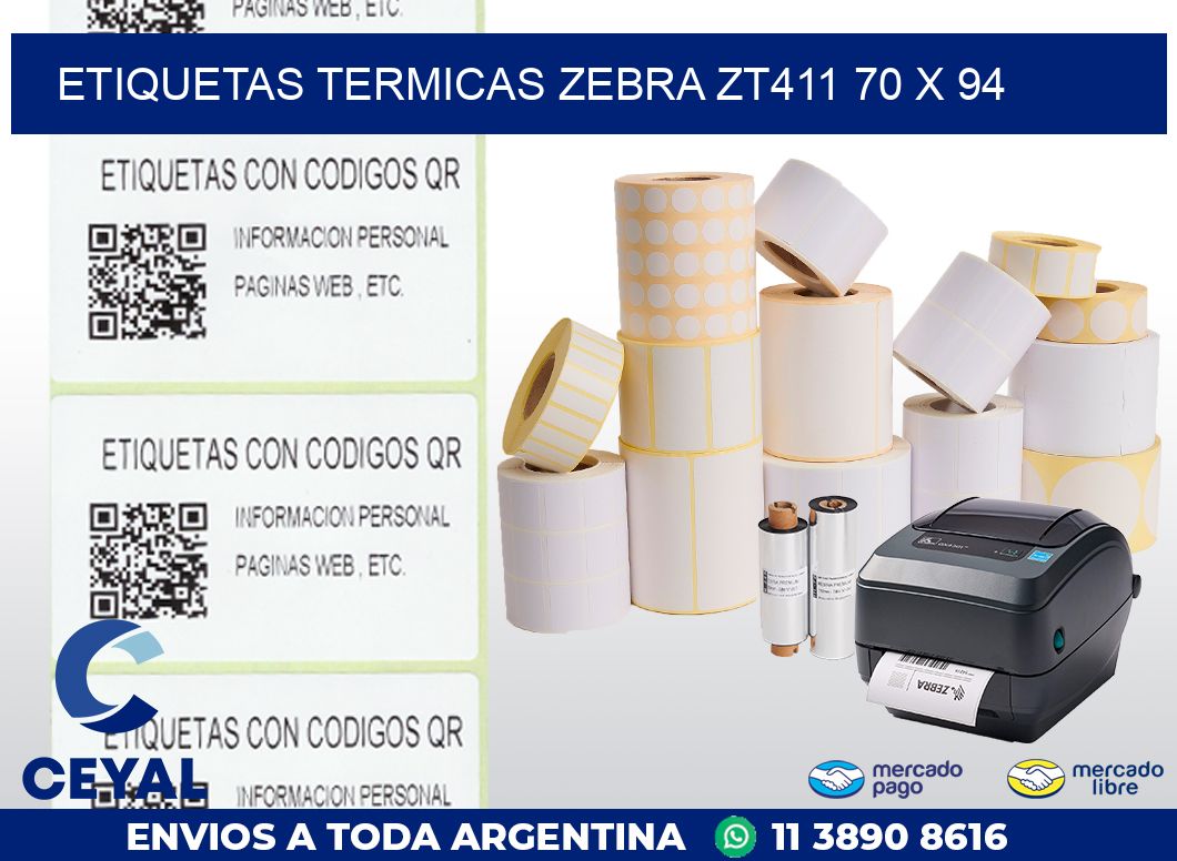 ETIQUETAS TERMICAS ZEBRA ZT411 70 x 94