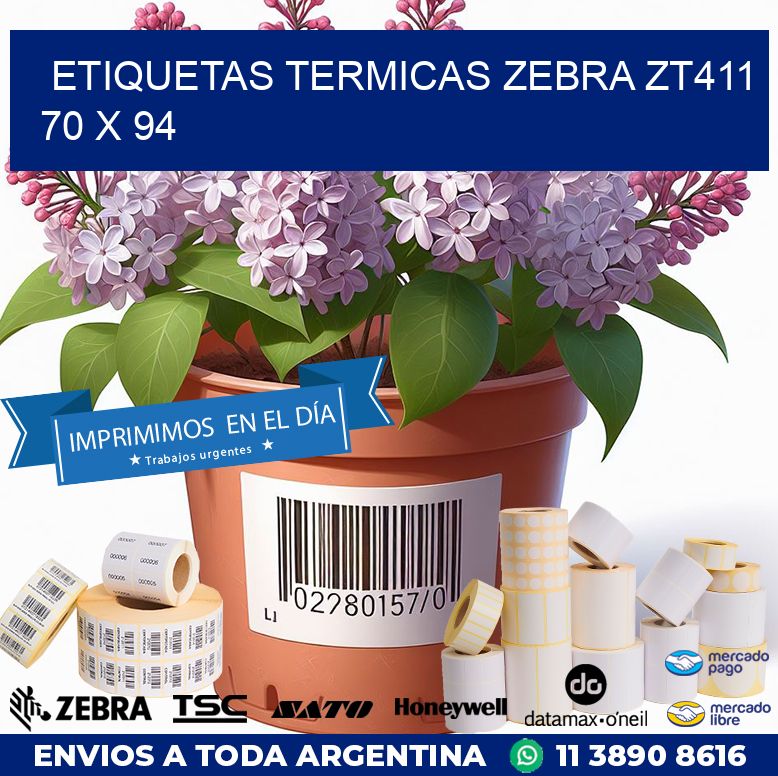 ETIQUETAS TERMICAS ZEBRA ZT411 70 x 94