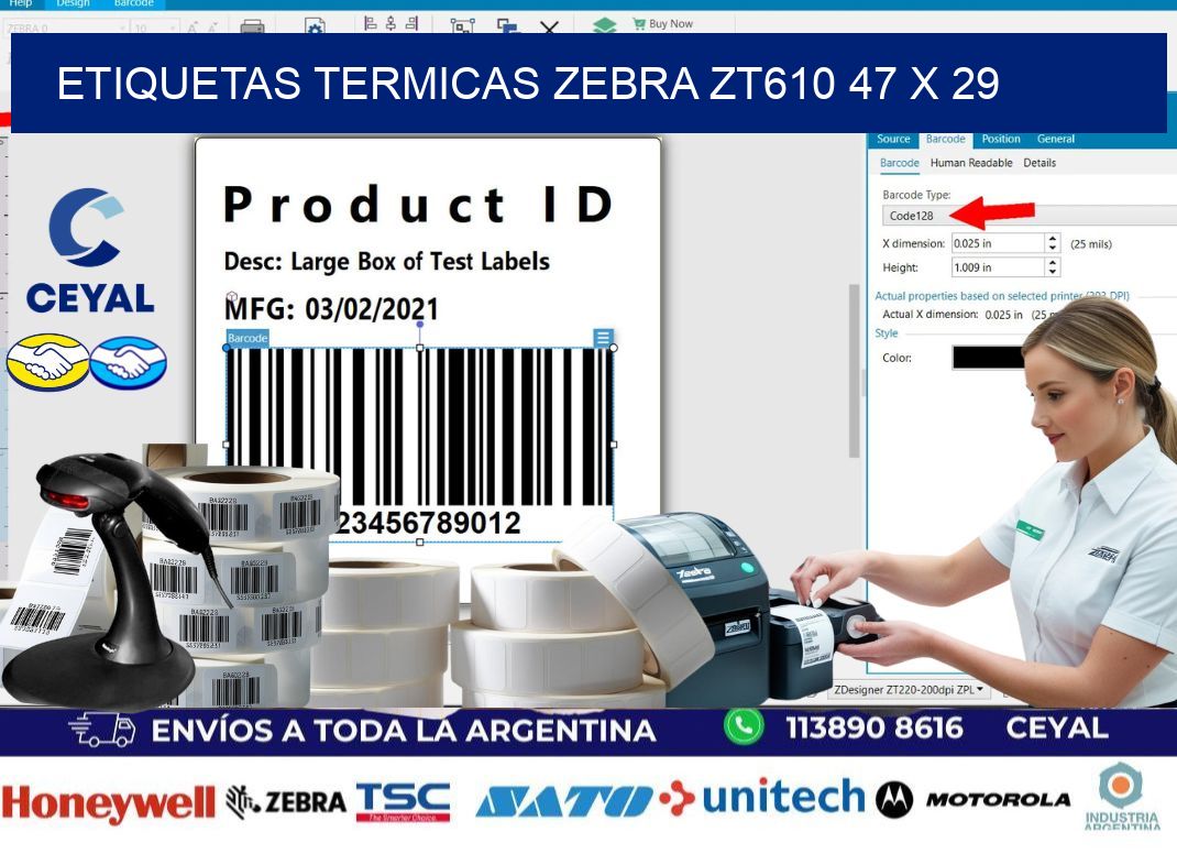 ETIQUETAS TERMICAS ZEBRA ZT610 47 x 29