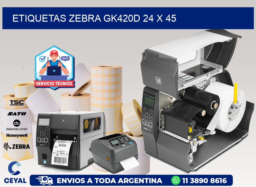 ETIQUETAS Zebra GK420D 24 x 45