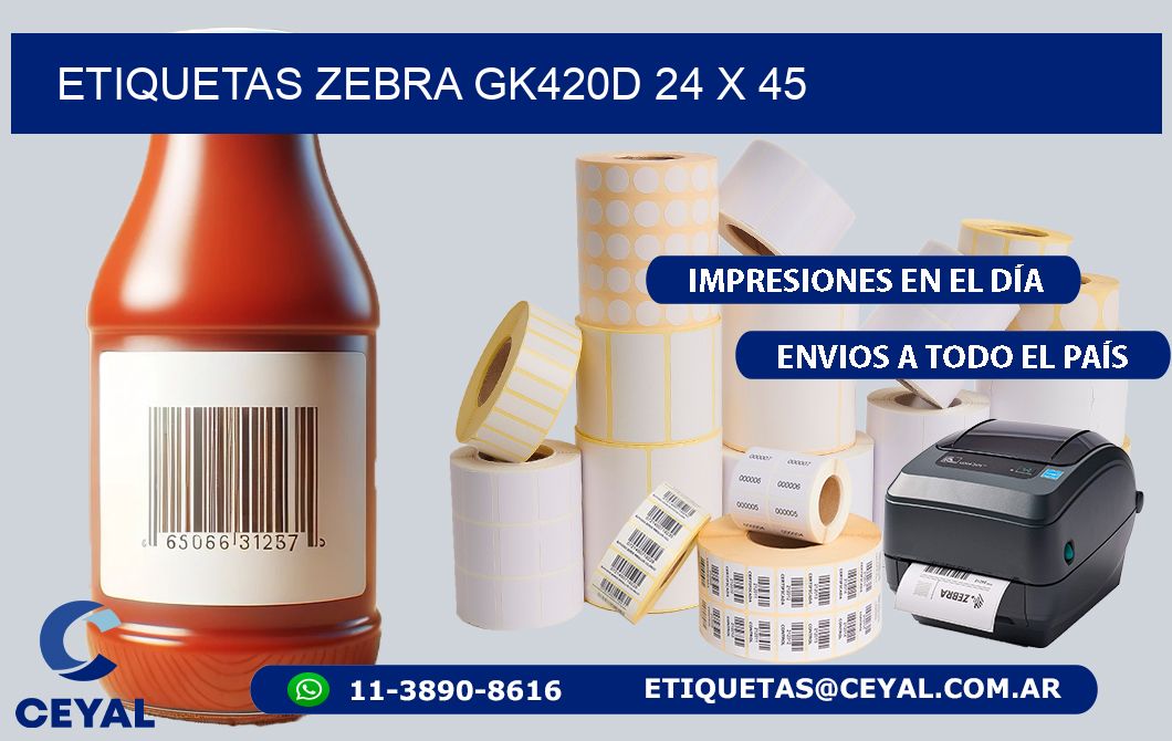ETIQUETAS Zebra GK420D 24 x 45