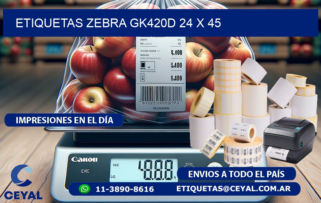 ETIQUETAS Zebra GK420D 24 x 45