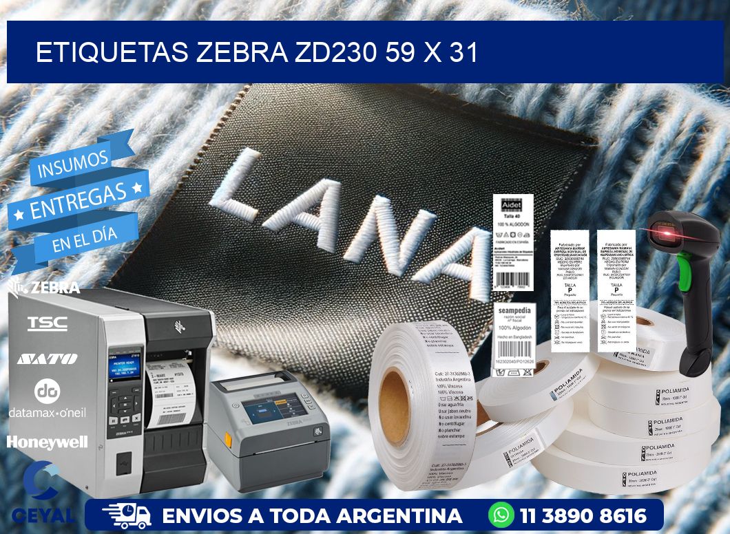 ETIQUETAS Zebra ZD230 59 x 31