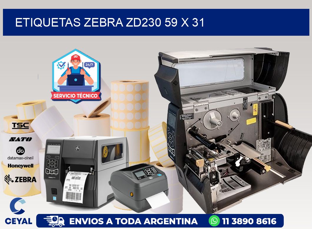 ETIQUETAS Zebra ZD230 59 x 31