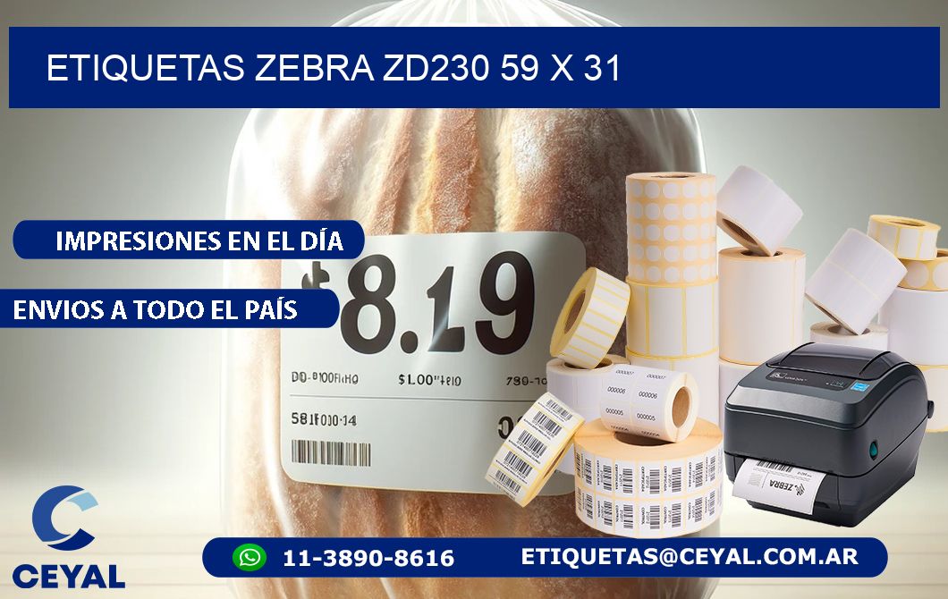 ETIQUETAS Zebra ZD230 59 x 31