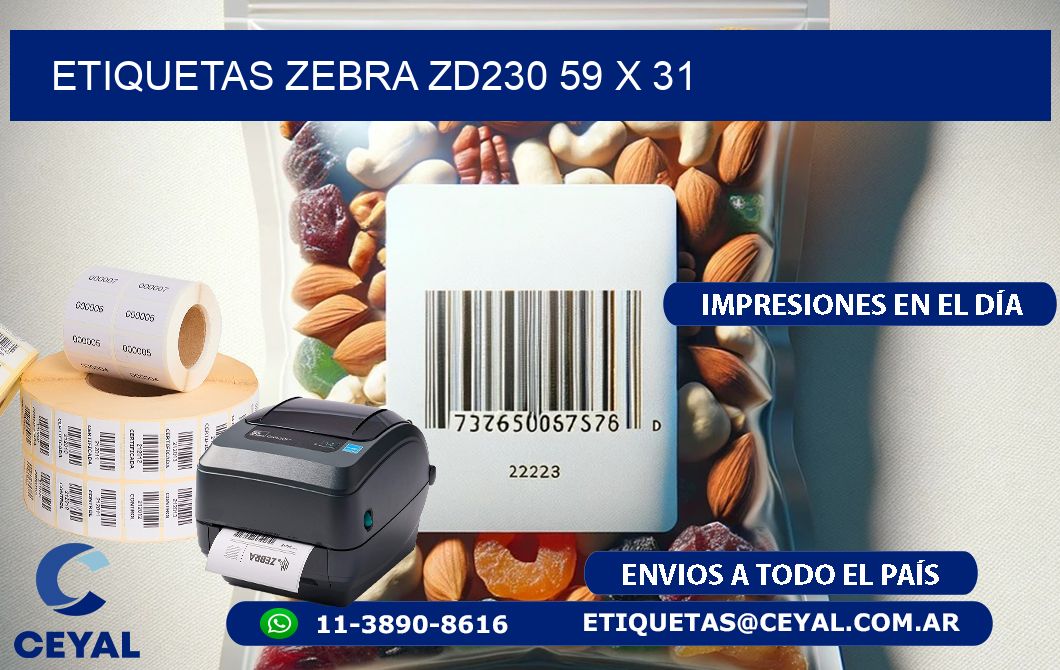 ETIQUETAS Zebra ZD230 59 x 31