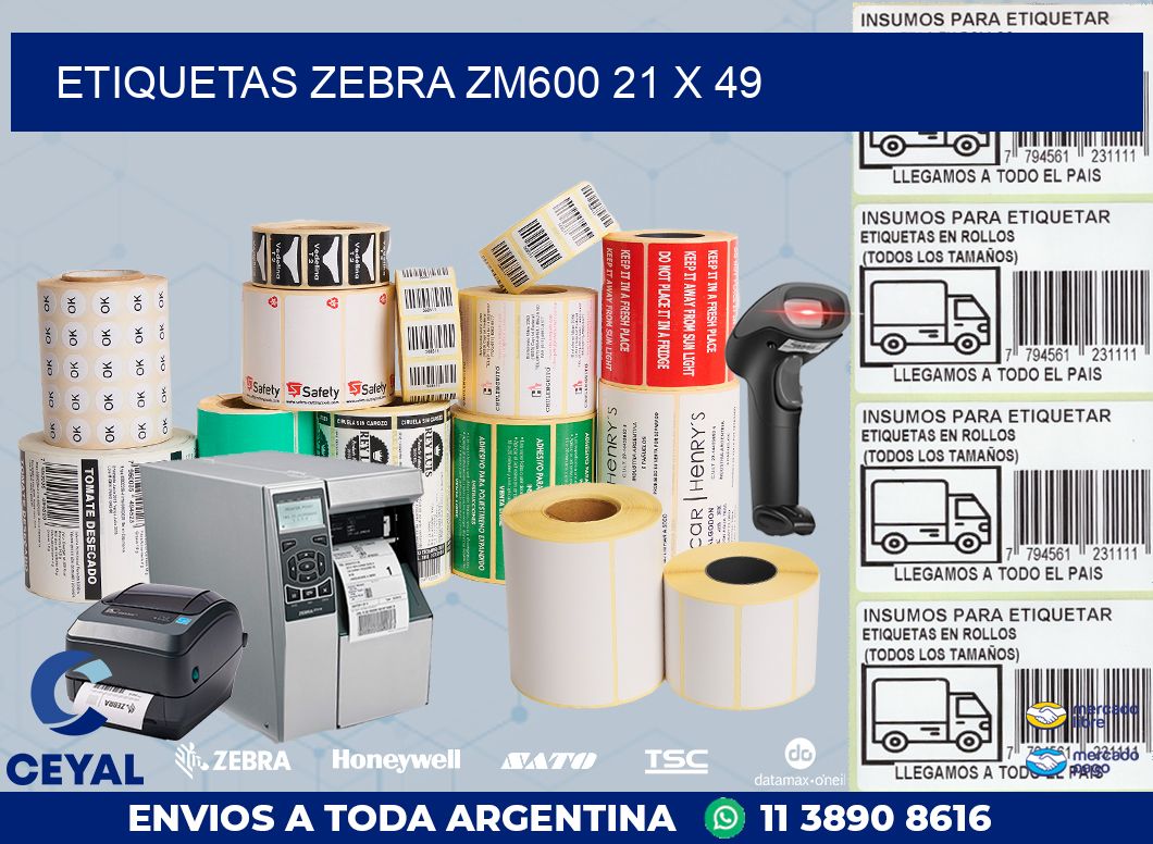 ETIQUETAS Zebra ZM600 21 x 49