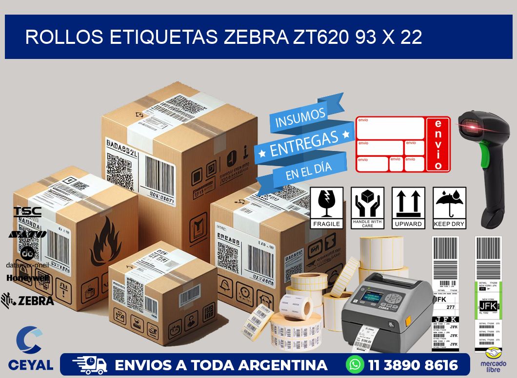ROLLOS ETIQUETAS Zebra ZT620 93 x 22