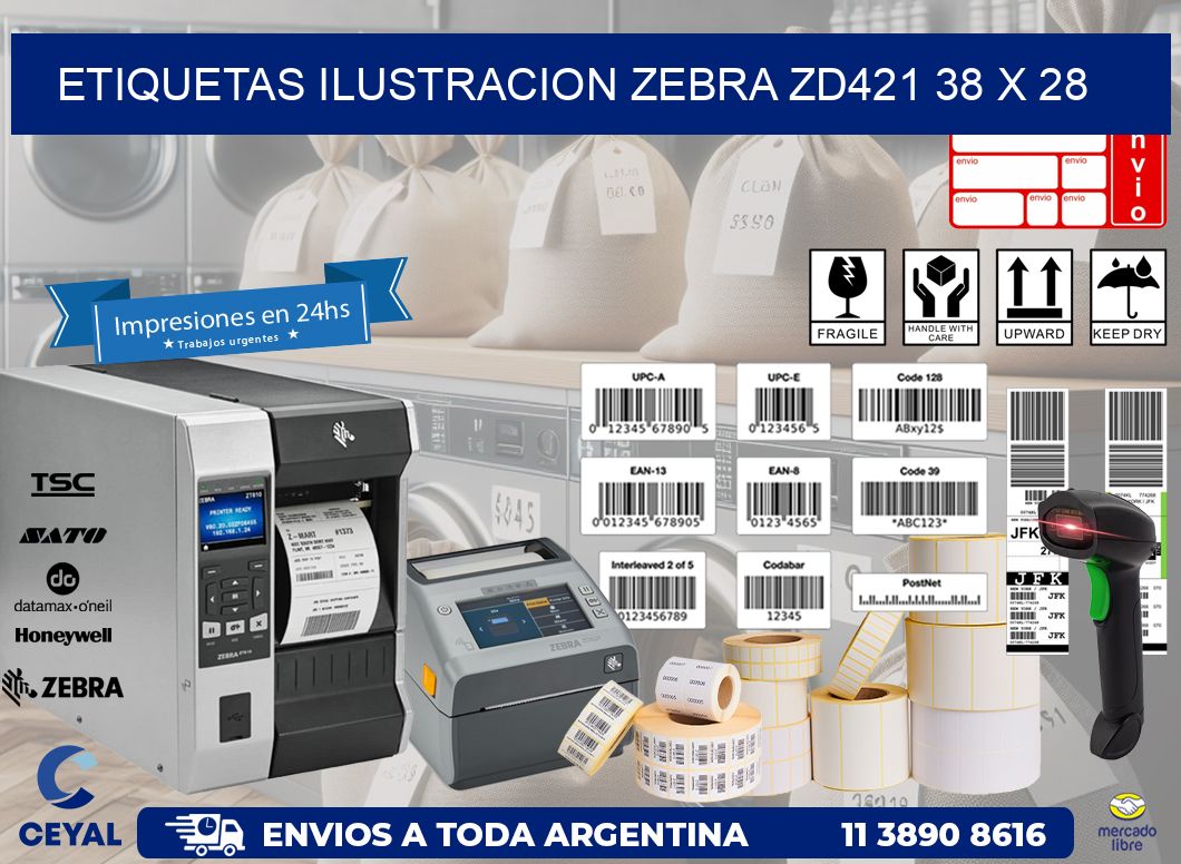 ETIQUETAS ILUSTRACION ZEBRA ZD421 38 x 28