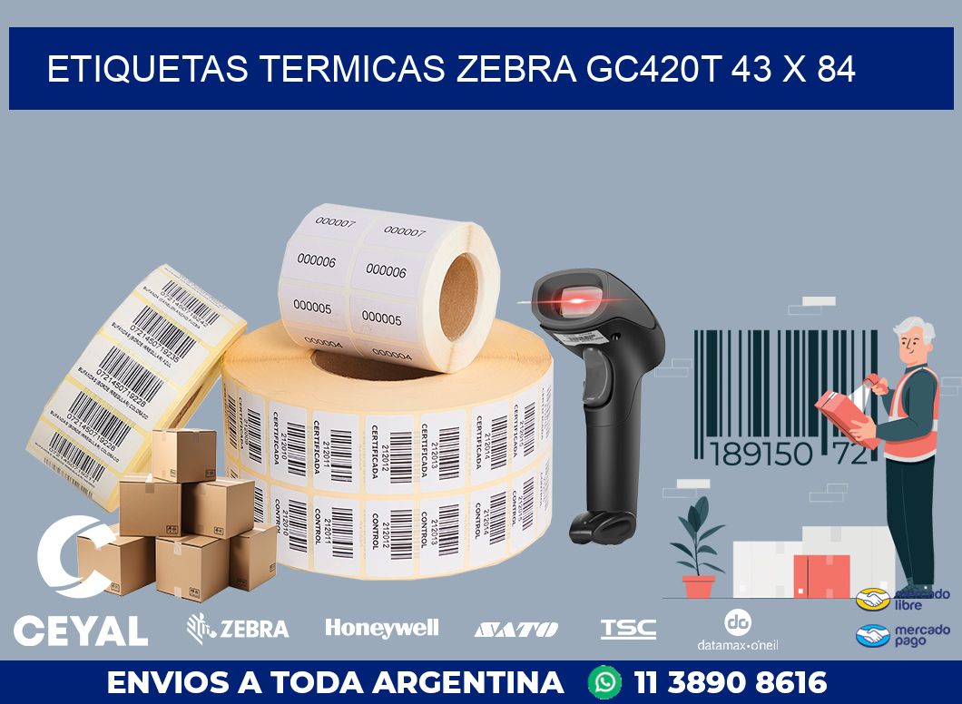 ETIQUETAS TERMICAS ZEBRA GC420T 43 x 84