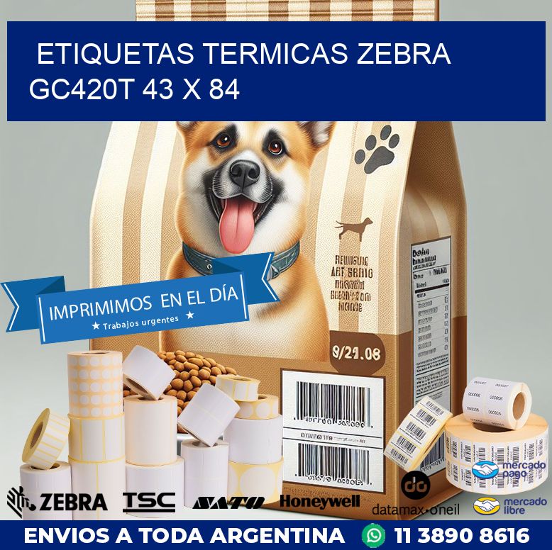 ETIQUETAS TERMICAS ZEBRA GC420T 43 x 84