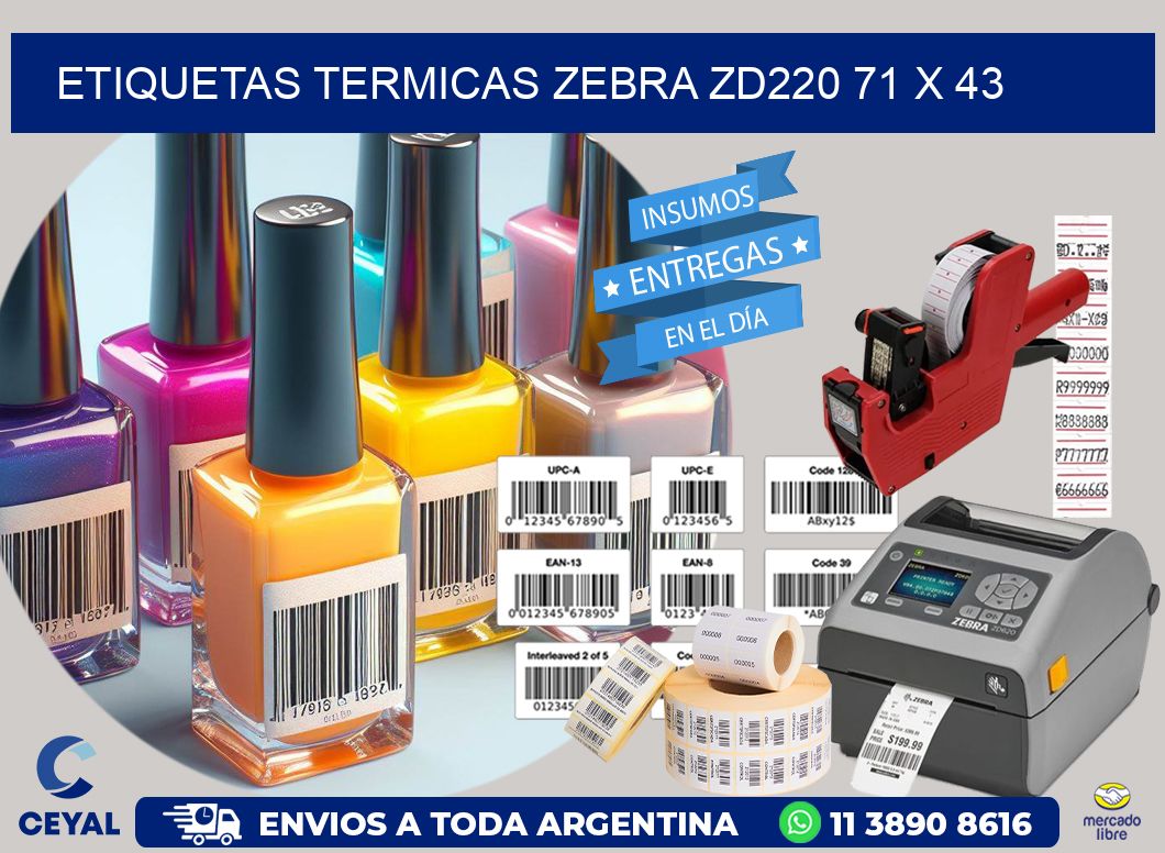 ETIQUETAS TERMICAS ZEBRA ZD220 71 x 43