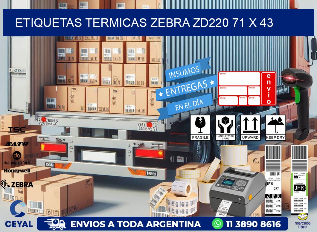 ETIQUETAS TERMICAS ZEBRA ZD220 71 x 43