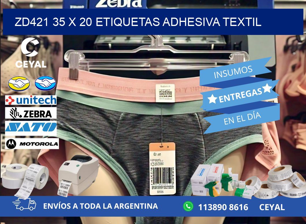 ZD421 35 x 20 ETIQUETAS ADHESIVA TEXTIL