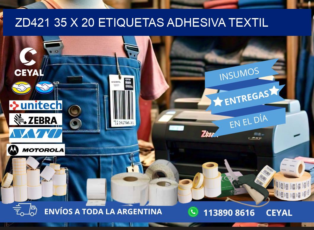 ZD421 35 x 20 ETIQUETAS ADHESIVA TEXTIL