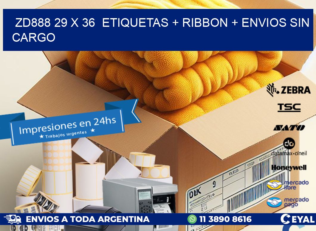 ZD888 29 x 36  etiquetas + ribbon + envios sin cargo