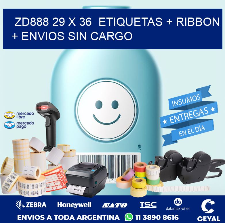 ZD888 29 x 36  etiquetas + ribbon + envios sin cargo