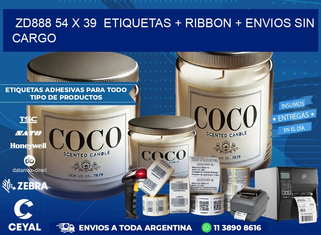 ZD888 54 x 39  etiquetas + ribbon + envios sin cargo
