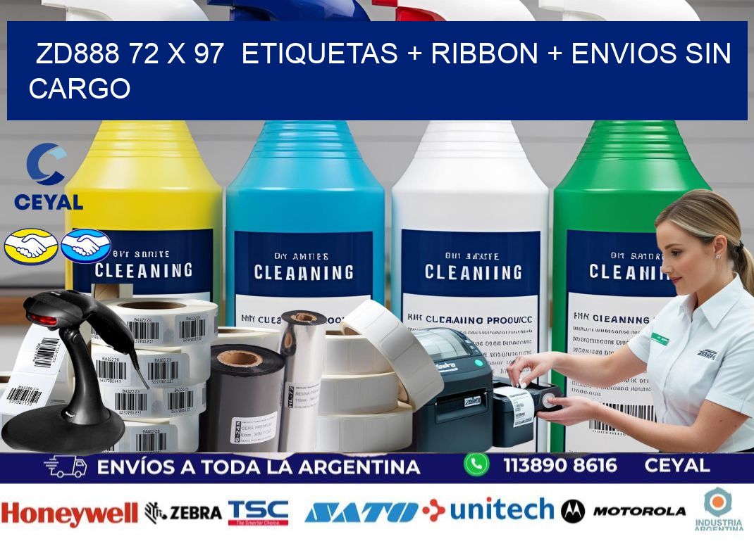 ZD888 72 x 97  etiquetas + ribbon + envios sin cargo