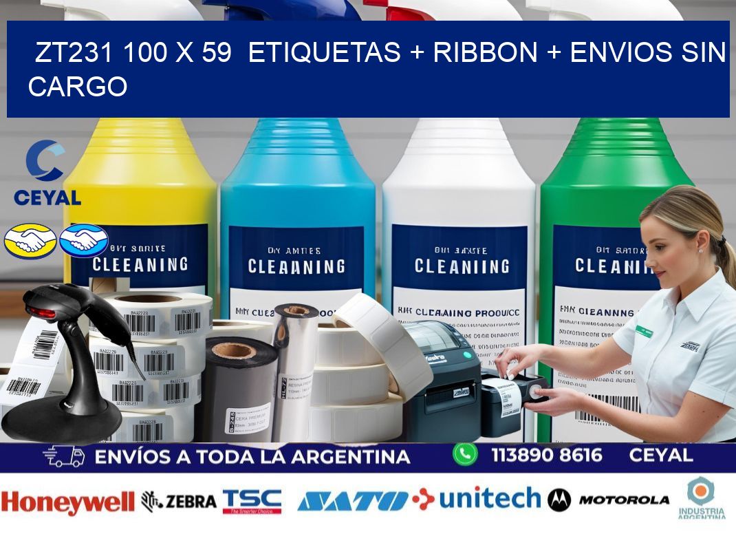 ZT231 100 x 59  etiquetas + ribbon + envios sin cargo
