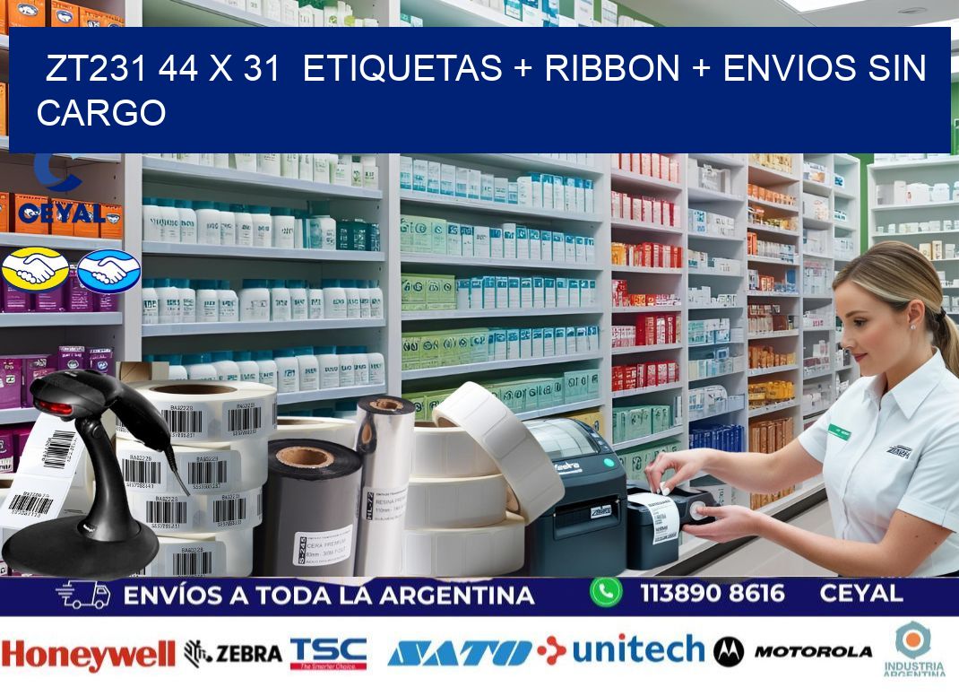 ZT231 44 x 31  etiquetas + ribbon + envios sin cargo