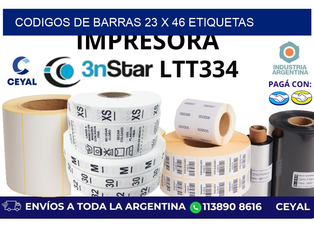 codigos de barras 23 x 46 etiquetas